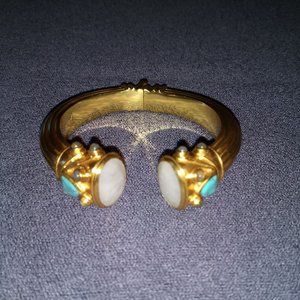 Julie Vos white stone hinged cuff bracelet
